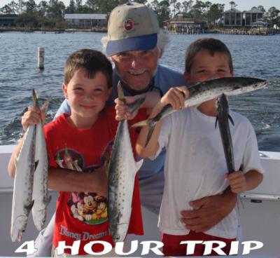 Family fishing Gulf Shores with Spanish mackerel